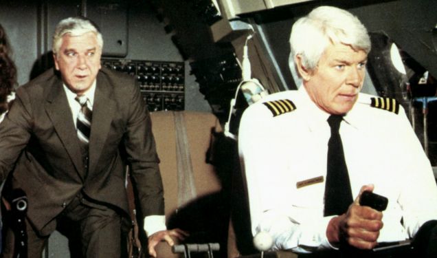 JULIE HAGERTY, LESLIE NIELSEN & PETER GRAVES Film 'AIRPLANE!' (1980) Directed By JIM ABRAHAMS, DAVID ZUCKER 02 July 1980 SS2922 Allstar Collection/PARAMOUNT **WARNING** This photograph can only be reproduced by publications in conjunction with the promotion of the above film. For Editorial Use Only